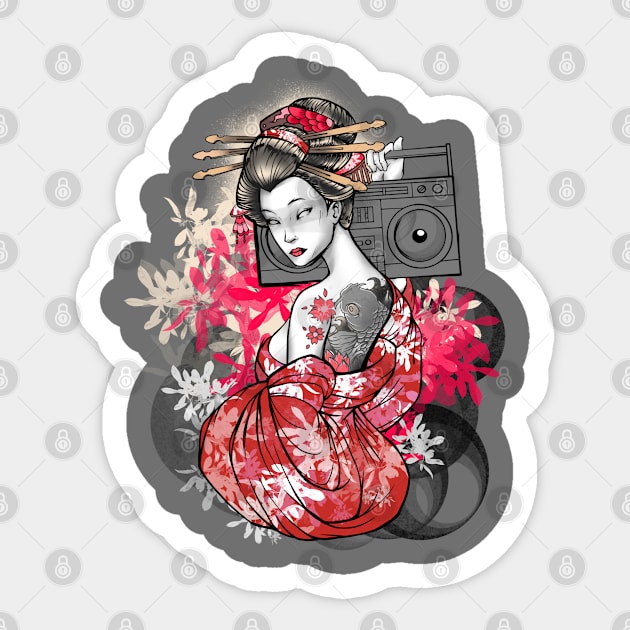 GEISHA BOOMBOX BLOOM Sticker by Basic Lee